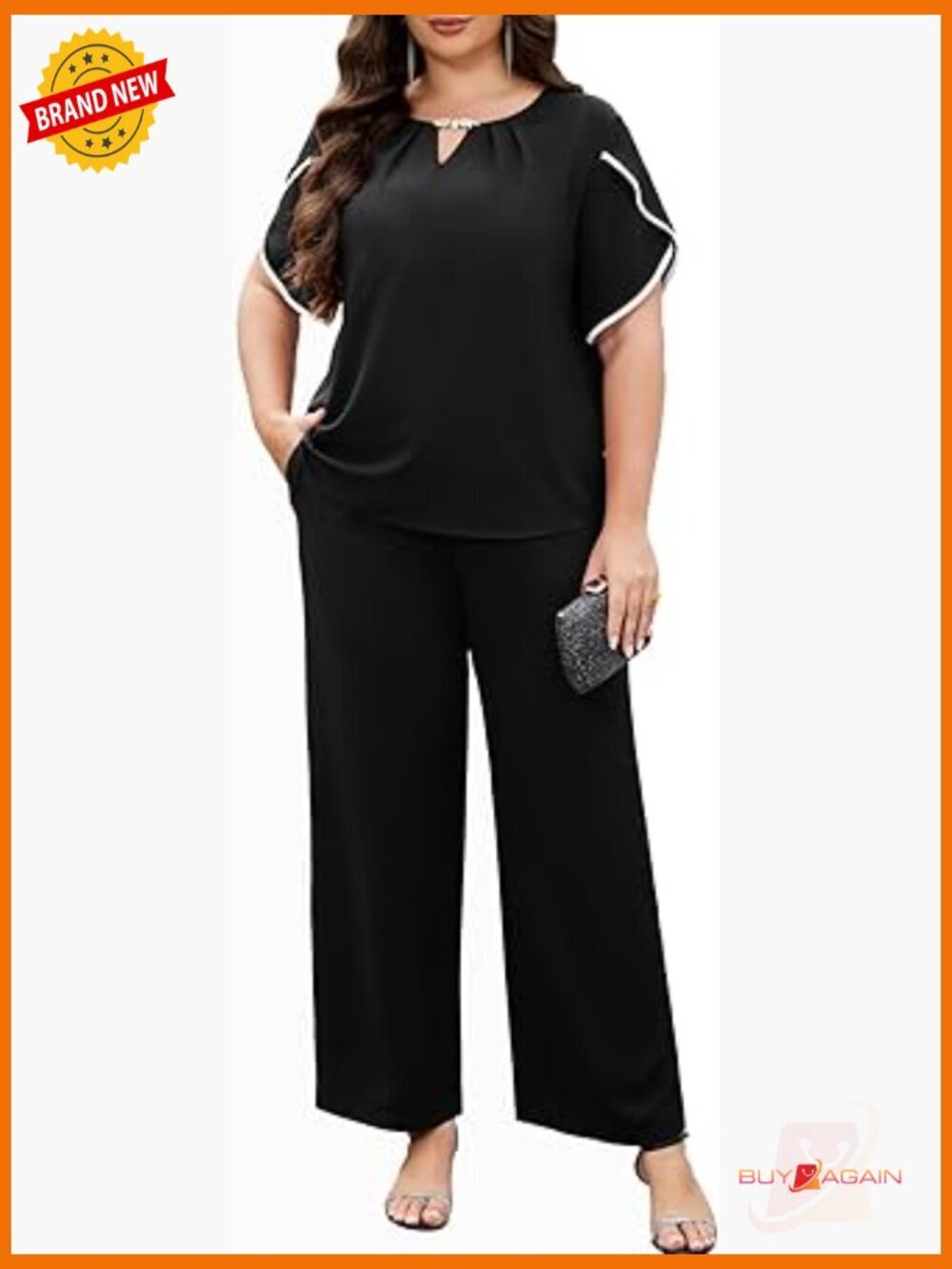Plus Size 2 Piece Pantsuit for Women Formal Office Wedding Guest Outfit